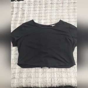 K Glam cropped black tee 2xl lace up‎ back